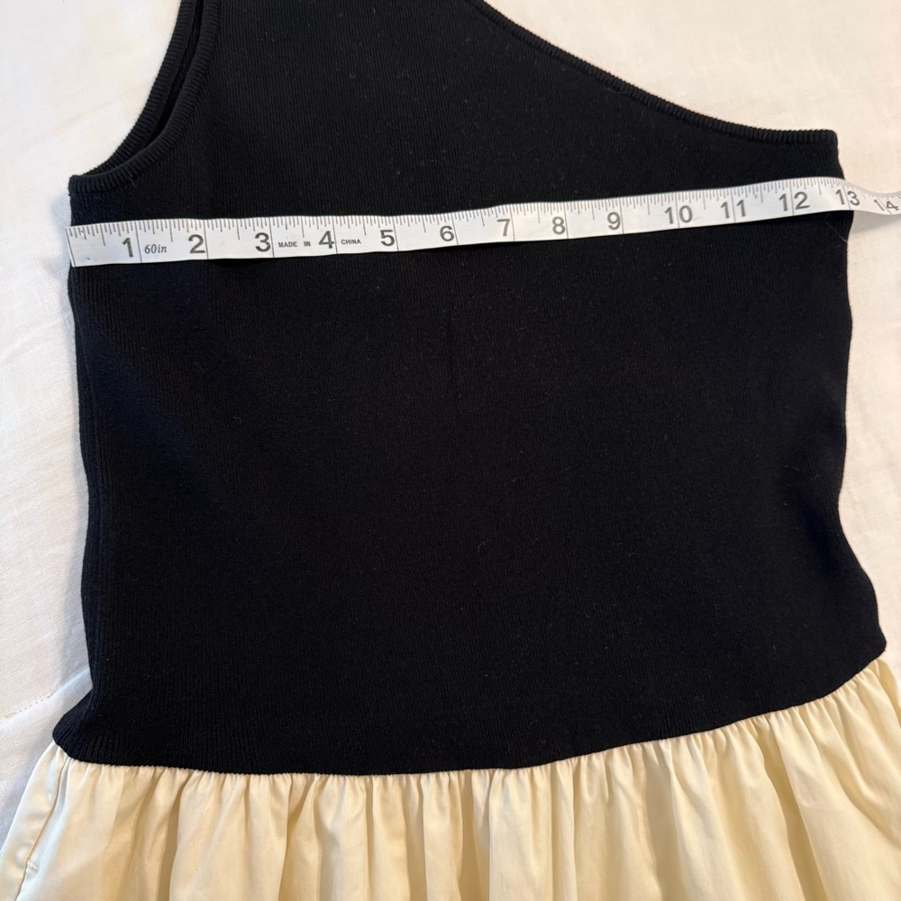 RAILS Women’s LARGE Anita Dress Colorblock Black Ivory One Shoulder Ribbed CP25 - Picture 7 of 12